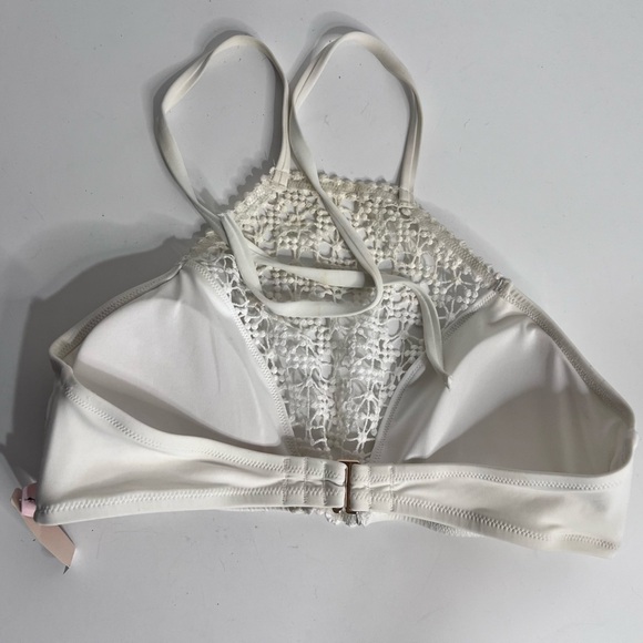 Victoria's Secret Ivory Macrame Front Halter Style Swim Top New Large - Picture 3 of 13